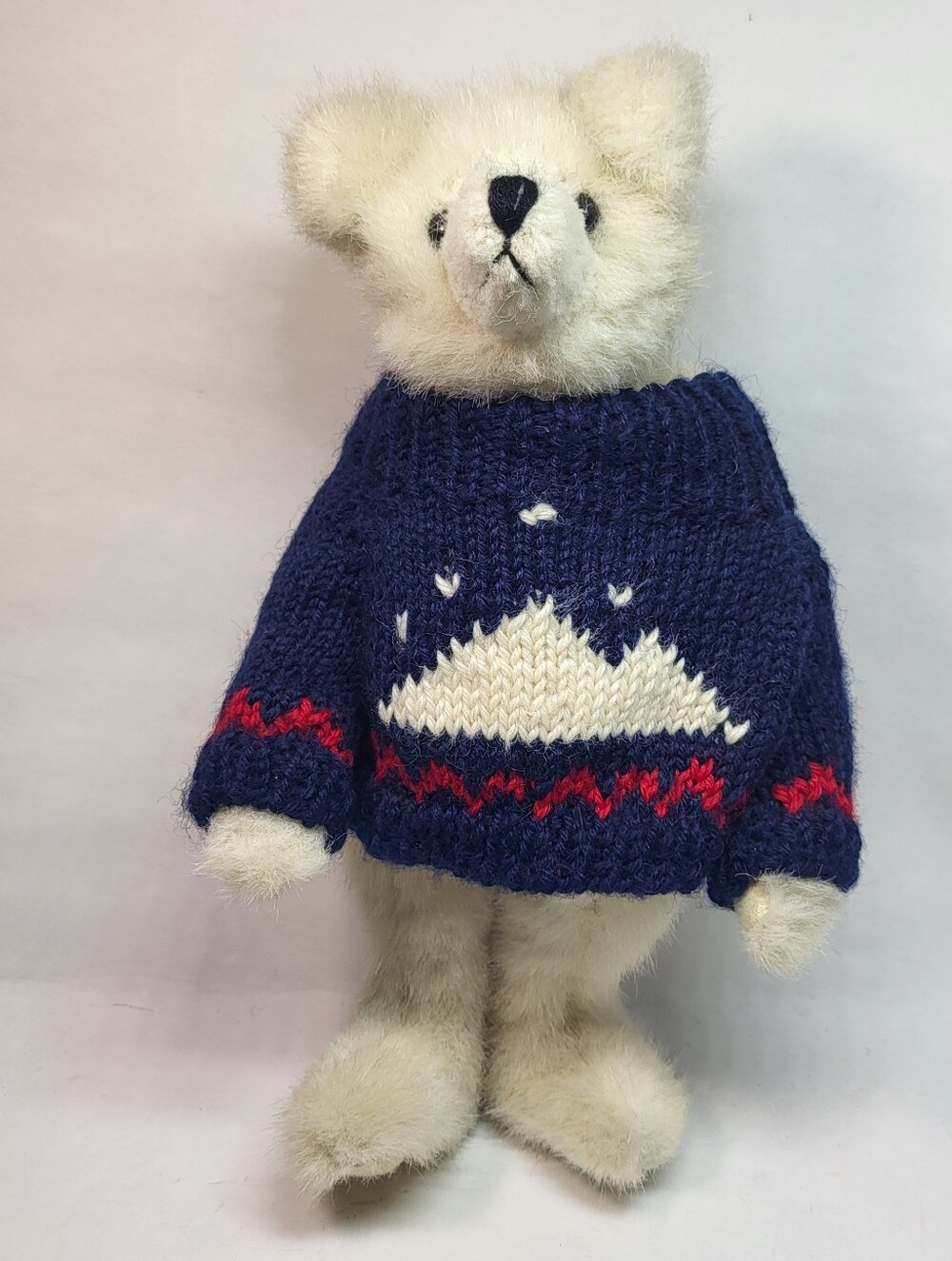 Green Mountain BEAR Bolton White Plush Sweater Jointed 11" '93 Vtg Mary Meyer